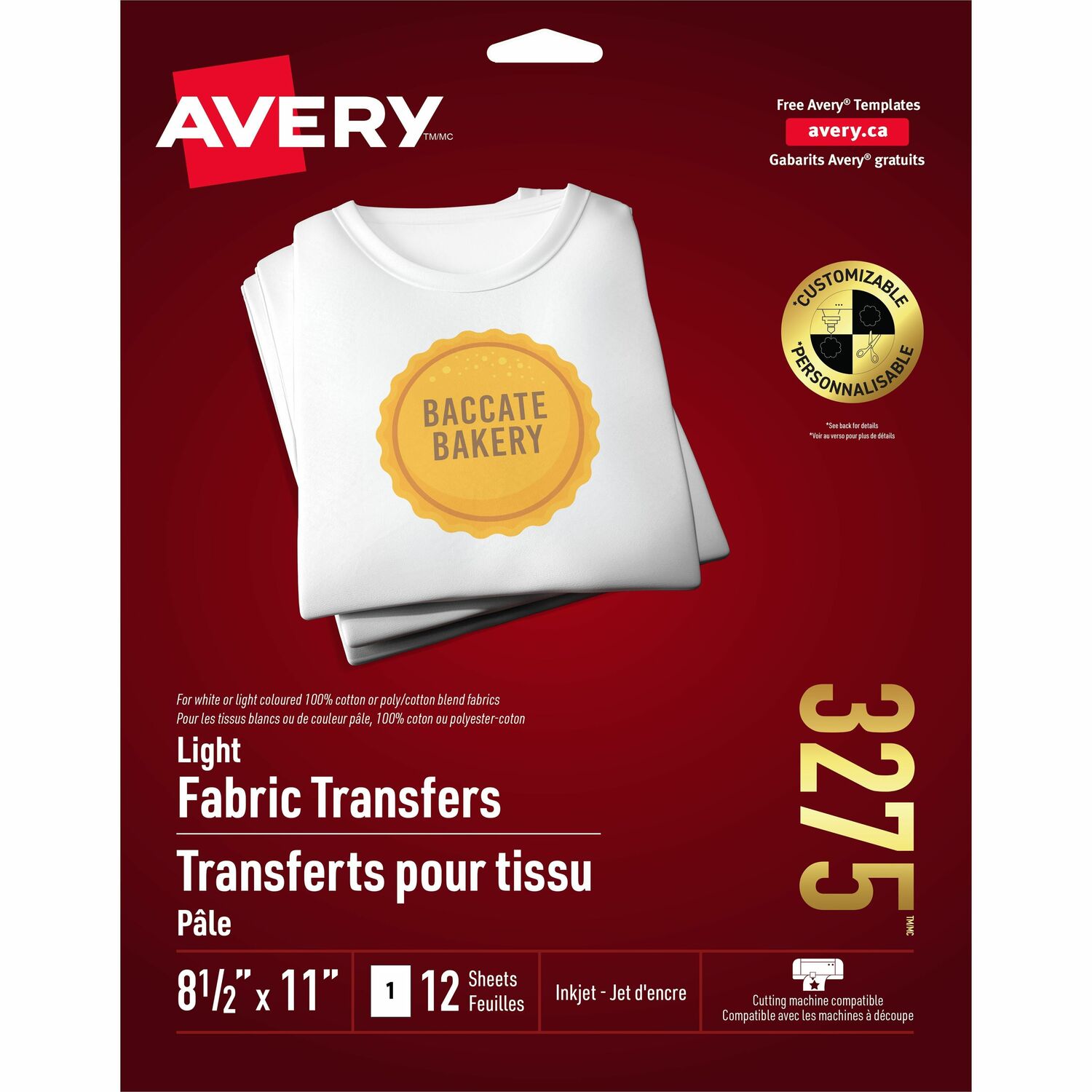 Iron-On T-Shirt Transfers, 8-1/2"x11", White, 12/PK 6/CT