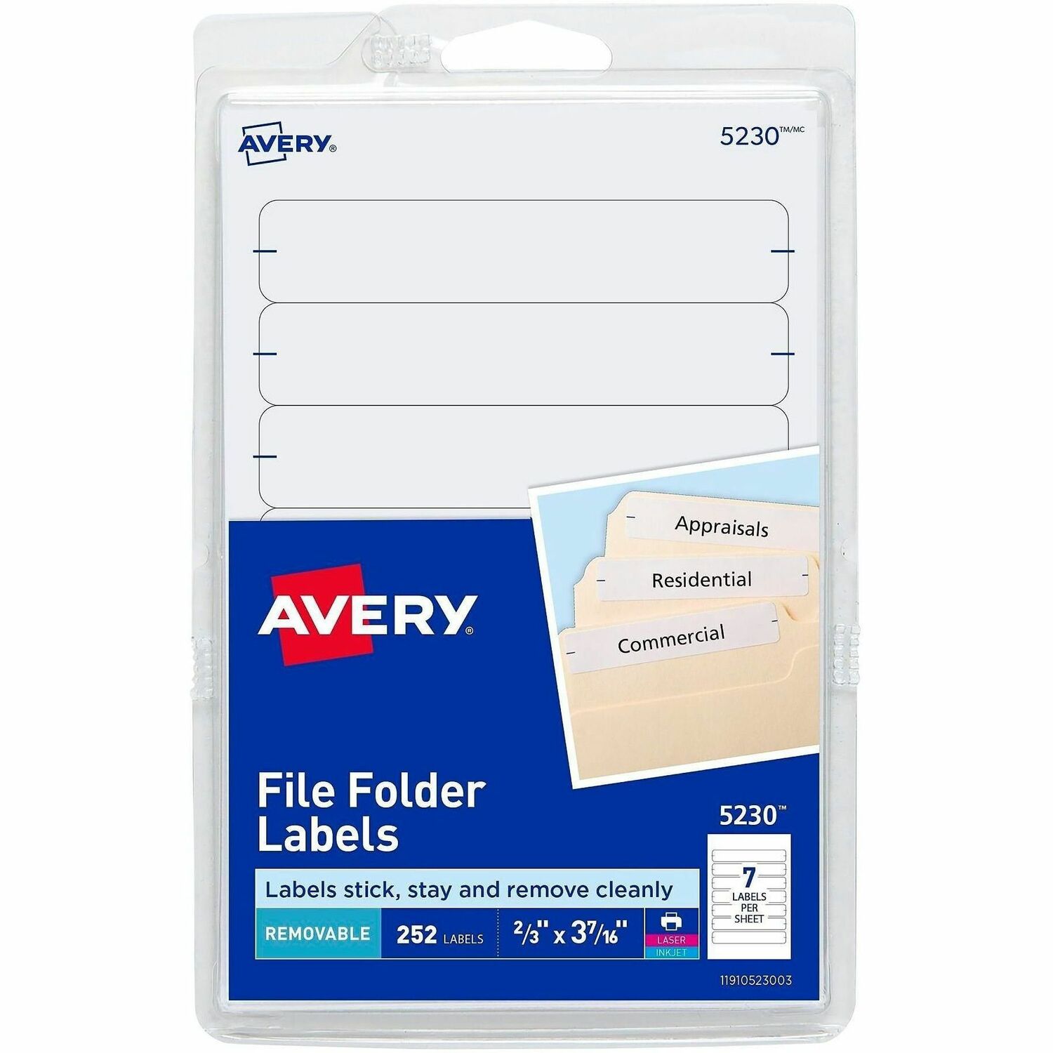 Filing Labels, Removable, 1/3 Cut, WE, 252/PK 18/CT