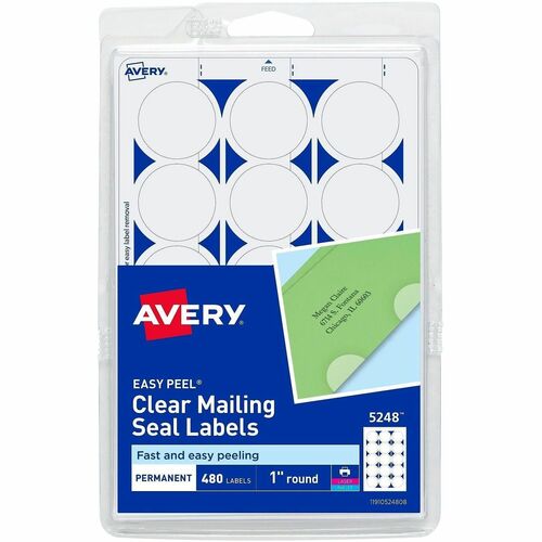 Mailing Seals, 1" Round, Clear 480/PK