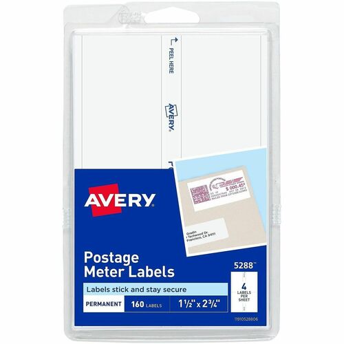 Postage Meter Labels, 1-1/2"x2-3/4", White 160/PK