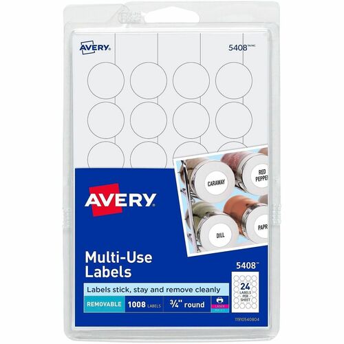 Multi-Use Labels, Laser/Inkjet, Round, 3/4", WE 1008/PK