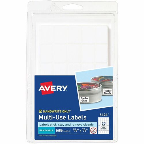 Multipurpose Labels, Removable, 5/8" x 7/8", White 1050/PK