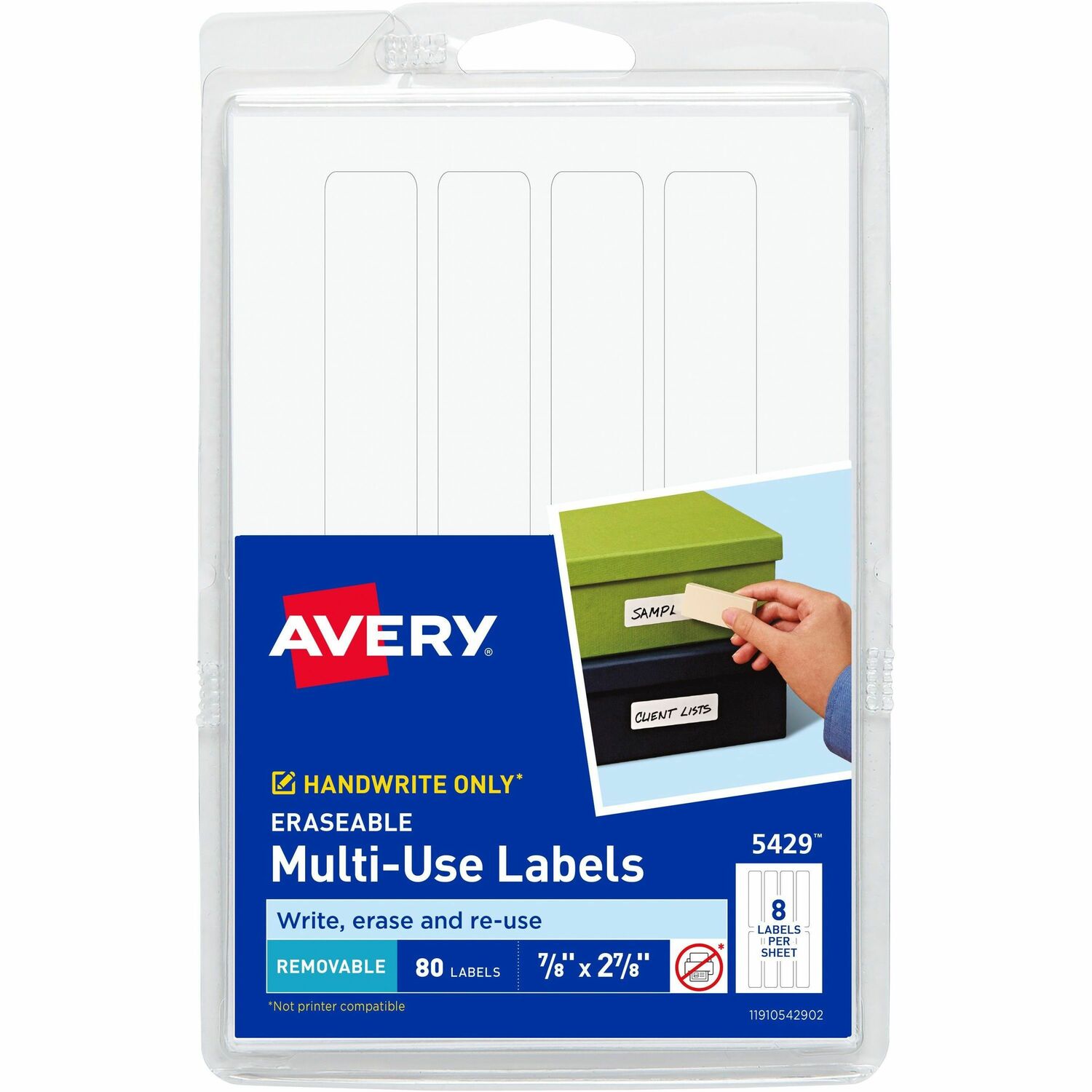 Label, Erasable, 7/8"x2-7/8", White, 80/PK 18/CT
