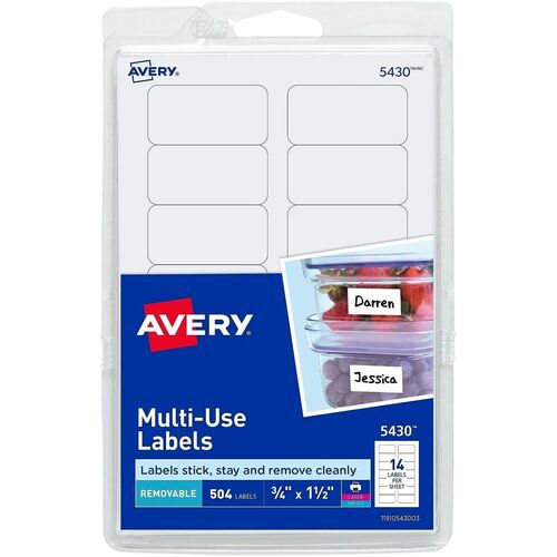Labels, Removable, Multipurpose, 3/4" x 1-1/2", White 504/PK