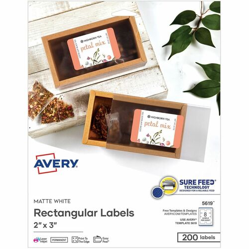 Labels, Rectangular, SureFeed, Inkjet & Laser, 2" x 3", MTEWE 200/PK