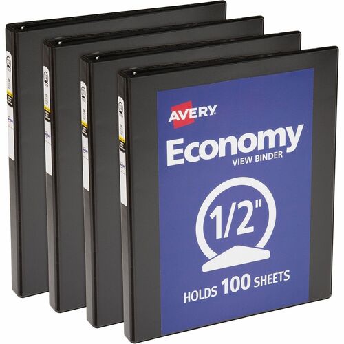 View Binder, 1/2" Round Rings, Economy, 11" x 8-1/2", Black 4/BD