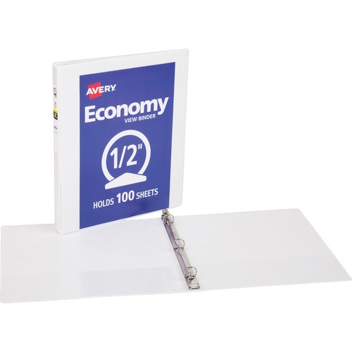 View Binder, 1/2" Round Rings, Economy, 8-1/2" x 11", White