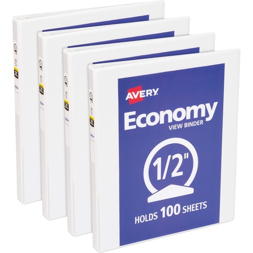 View Binder, 1/2" Round Rings, Economy, 11" x 8-1/2", White 4/BD