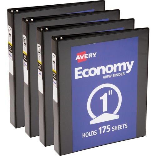 View Binder, 1" Round Rings, Economy, 11"x8-1/2", Black 4/BD