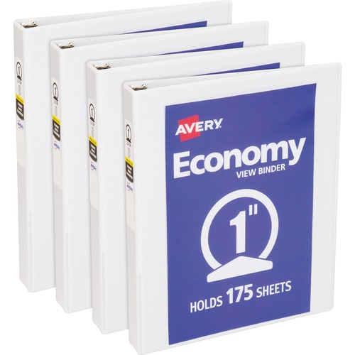 View Binder, 1" Round Rings, Economy, 11"x8-1/2", White 4/BD