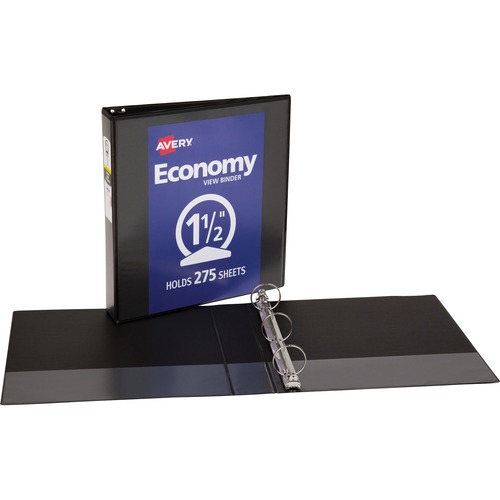 View Binder, 1-1/2" Round Rings, Economy, 8-1/2" x 11", Black