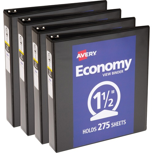View Binder, 1-1/2" Round Rings, Economy, 11" x 8-1/2", Black 4/BD