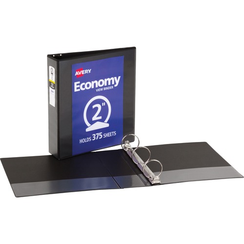 View Binder, 2" Round Rings, Economy, 8-1/2" x 11", Black