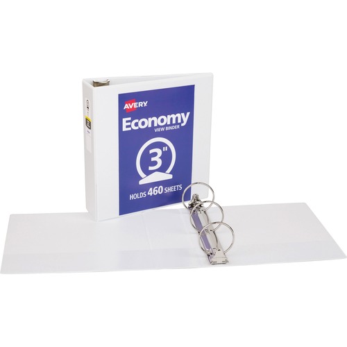 View Binder, 3" Round Rings, Economy, 8-1/2" x 11", White