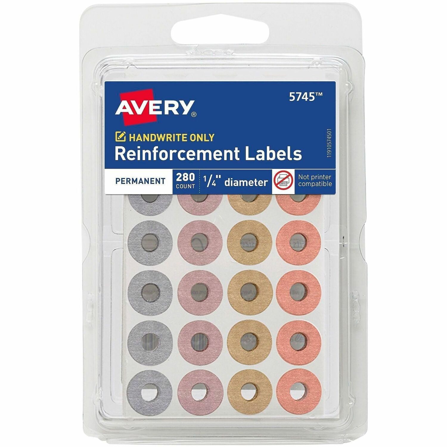 Reinforcement Labels, Permanent, Metallic, 1/4" Dia, AST 10080/CT