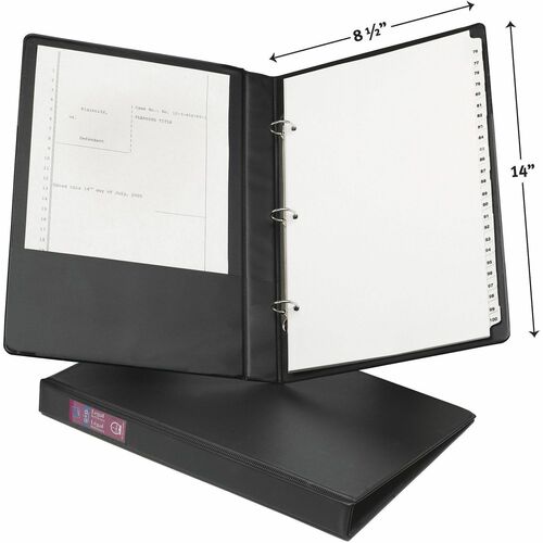 Round Ring Binder, 3 Ring, 1" Capacity, 14"x8-1/2", Black