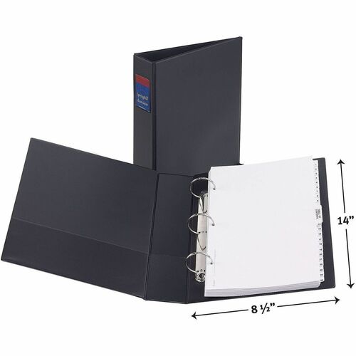 Round Ring Binder, 3 Ring, 2" Cap., 14"x8-1/2", Black