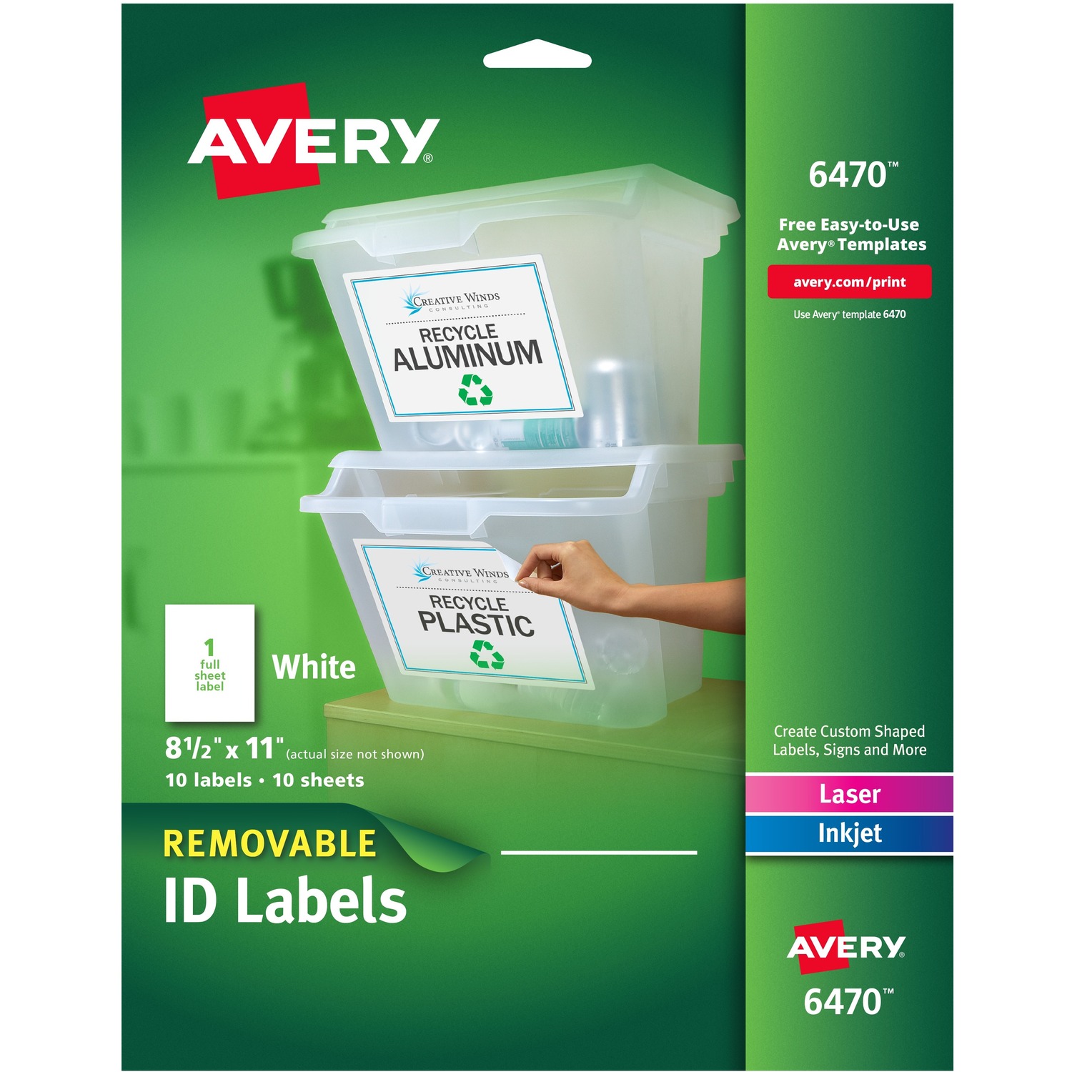 Laser/Inkjet Labels, Removable, 1" x 2-5/8", White, 150/PK 5/CT