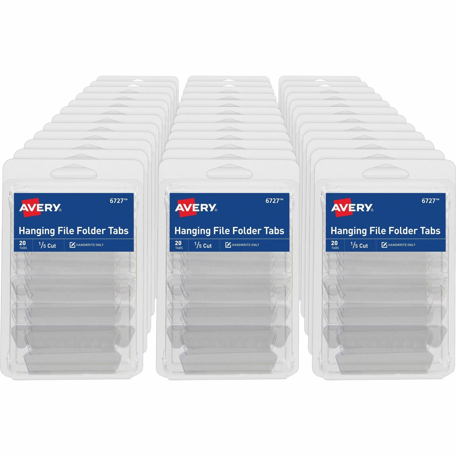 Hanging File Tabs, 1/5-Cut, Permanent, Clear, 20/PK 36/CT