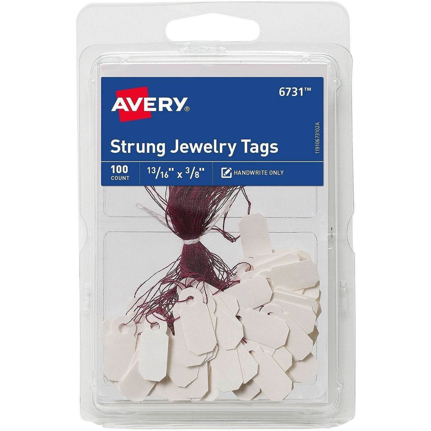 Jewelry Tags, Rayon Strung, 13/16"x3/8", White, 100/PK 36/CT