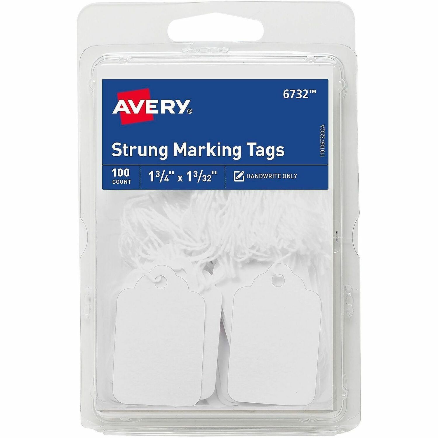 Marking Tags, Cardstock, Strung, 1-3/4" x 1-3/32", White, 100/PK 36/CT