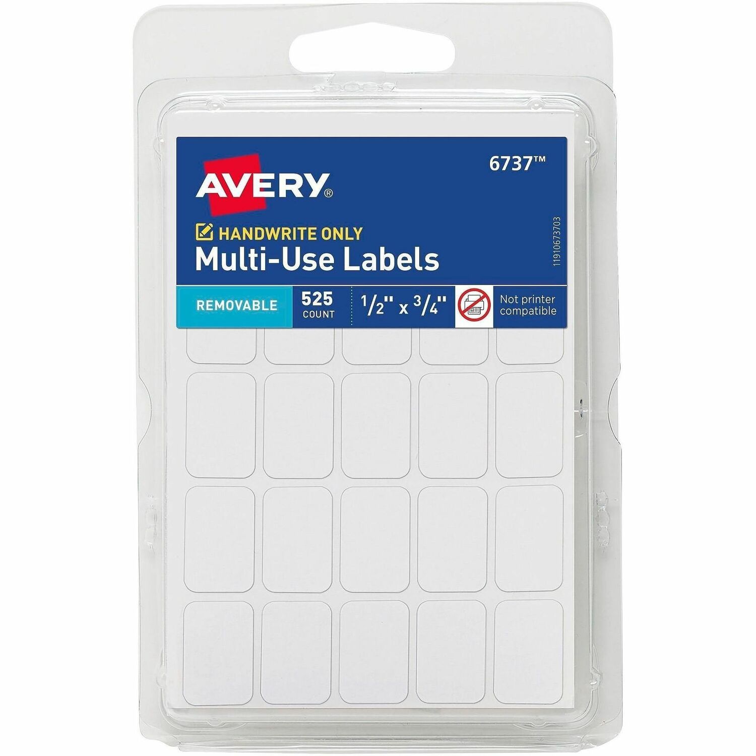 Multipurpose Labels, Removable, 1/2" x 1-3/4", White, 525/PK 36/CT
