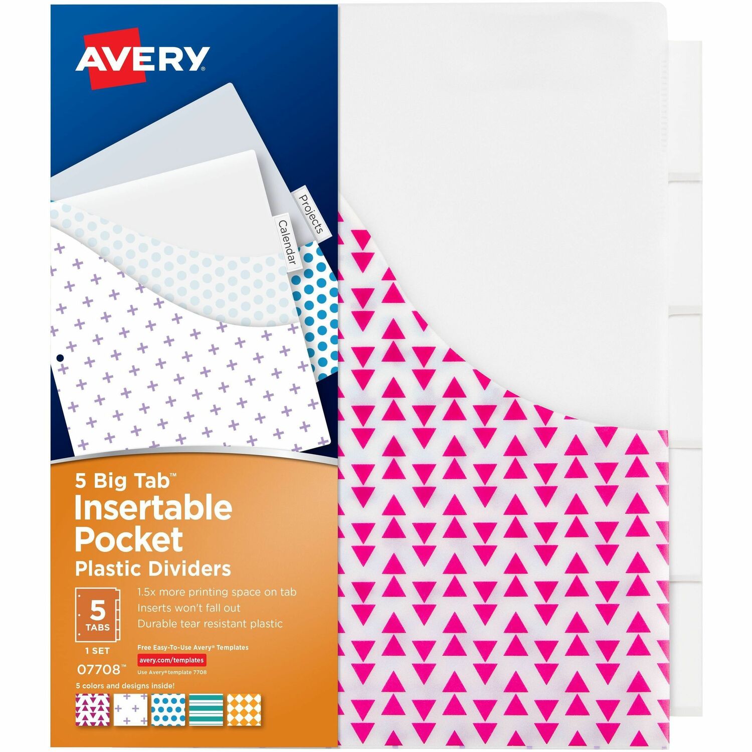Dividers, Insertable, 5-Tab, 3HP, 9-1/4" x 11-1/8", MI 36/CT
