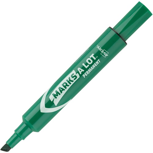 Markers, Permanent Ink, 3/16" Chisel Point, Green Ink 12/DZ