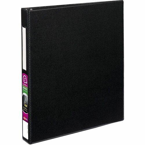 Slant Ring Binder With Label Holder, 1" Cap, 11" x 8-1/2", Black
