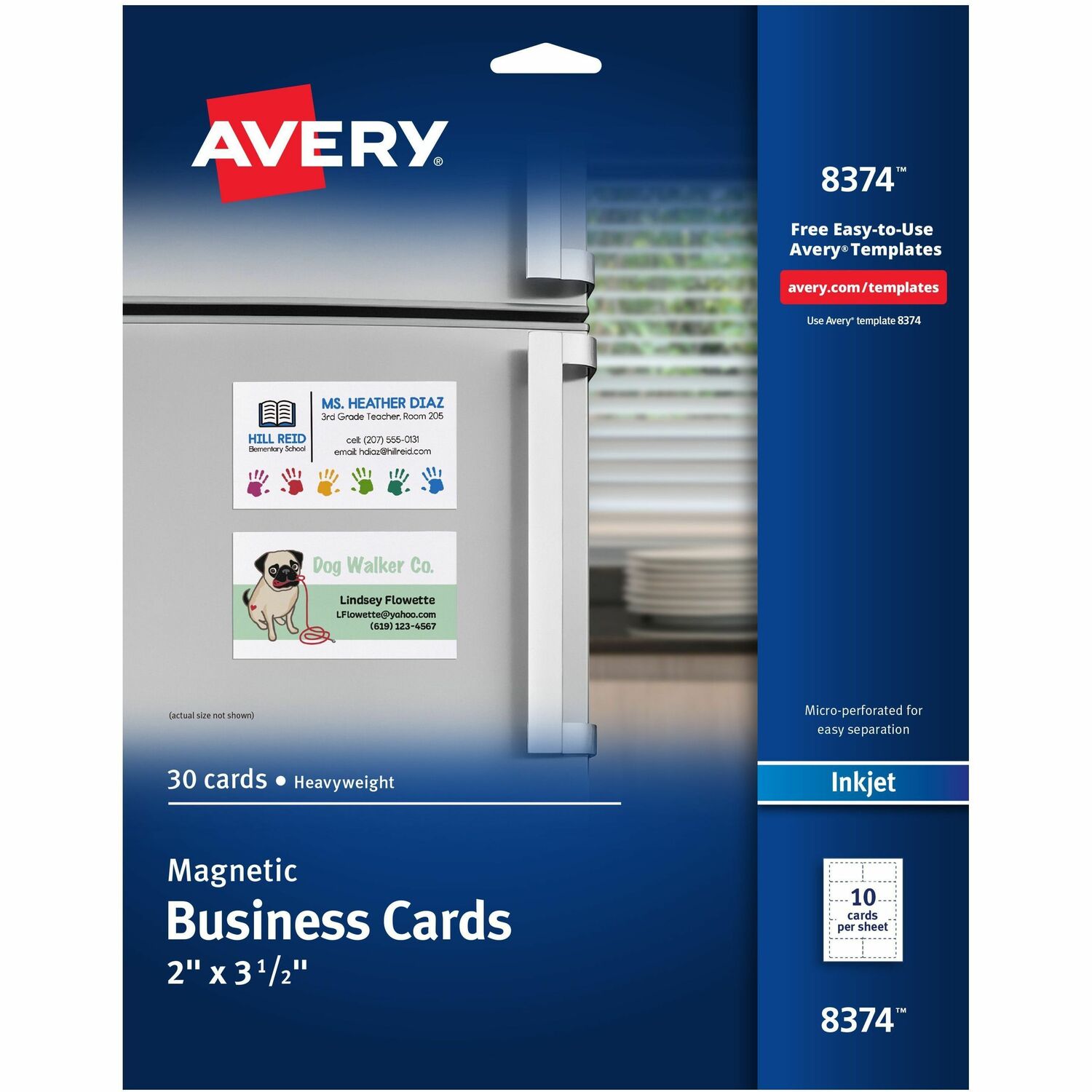 Business Cards, For Inkjet, Magnetic, 2" x 3-1/2", White, 30/PK 5/CT