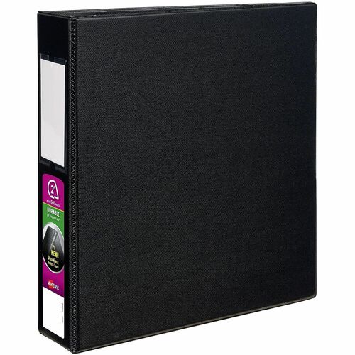 Slant Ring Binder with Label Holder, 2" Cap, 11" x 8-1/2", Black