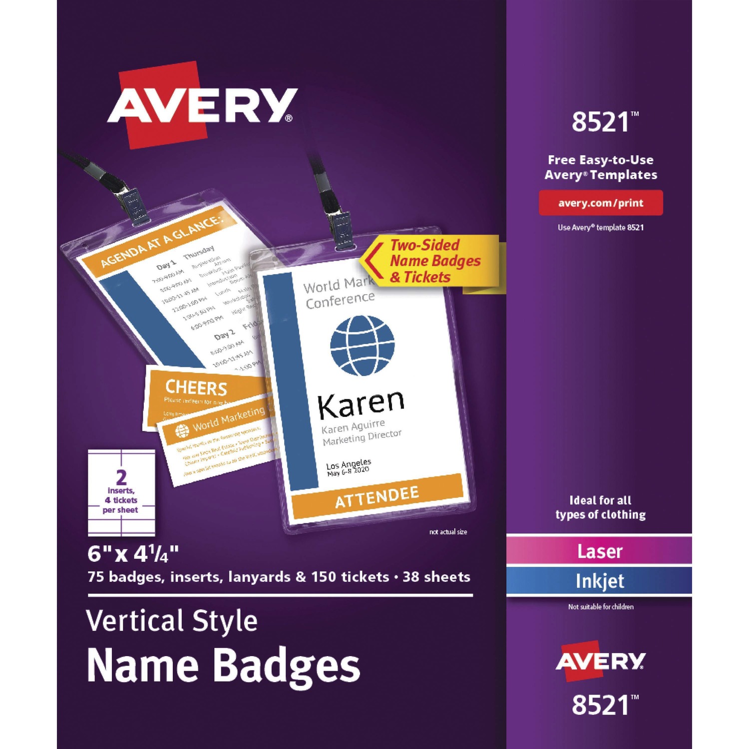 Name Badges/Tickets w/Holders/Lanyards, 6" x 4-1/4", WE 375/CT