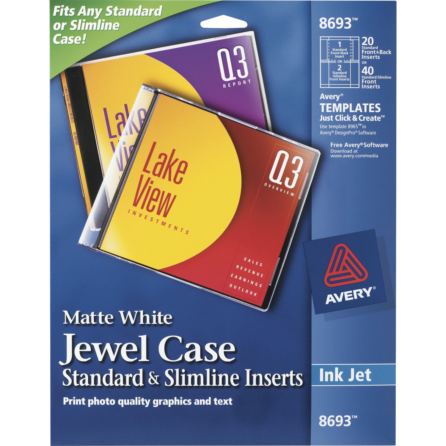 Inserts, F/CD/CDVD Cases, Inkjet, White 5/CT