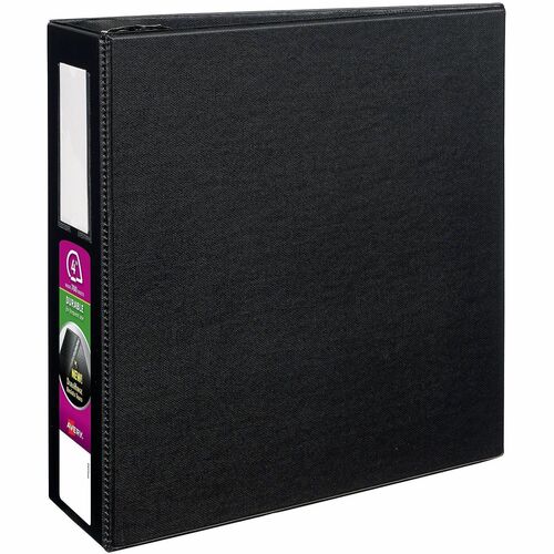 Slant Ring Binder With Label Holder, 4" Cap, 11" x 8-1/2", Black