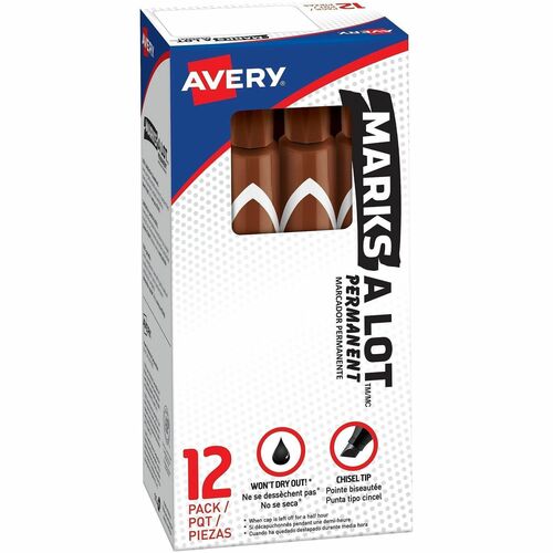 Large Permanent Ink Markers, Chisel Point, Brown Ink 12/DZ