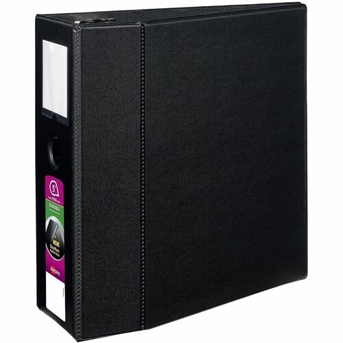Slant Ring Binder With Label Holder, 5" Cap, 11" x 8-1/2", Black