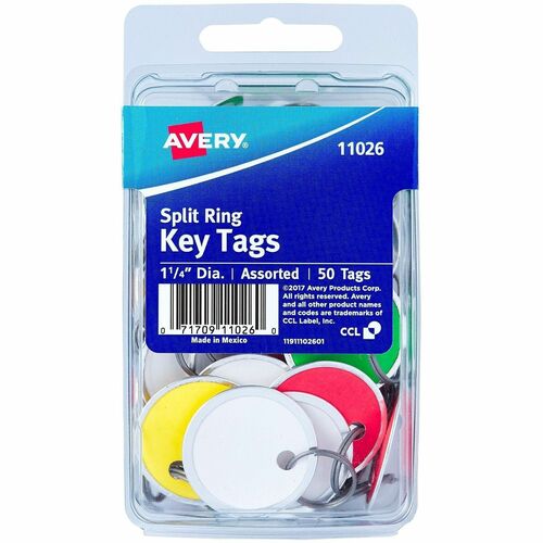 Key Tag, With Metal Rim, 1-1/4" Diameter, Assorted 50/PK