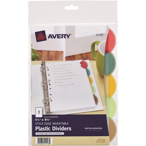 Mini Dividers, 5-1/2" x 8-1/2", 7-Hole Punch, Multi