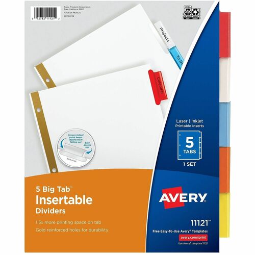 Insertable Dividers, 11" x 8-1/2", 5-Tab, Multi Tab/We Paper 5/ST