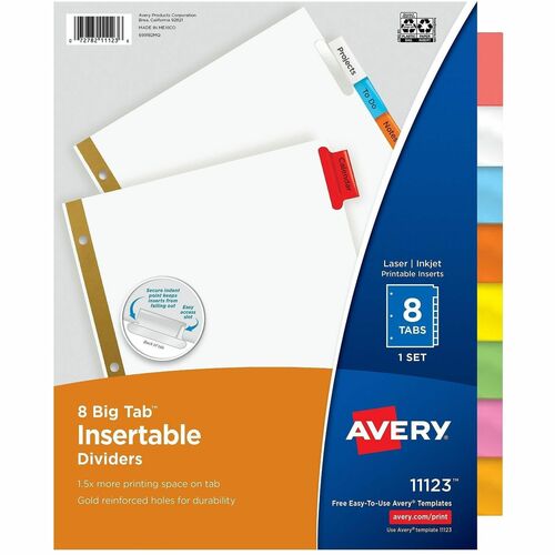 Insertable Dividers, 11" x 8-1/2", 8-Tab, Multi Tab/We Paper 8/ST