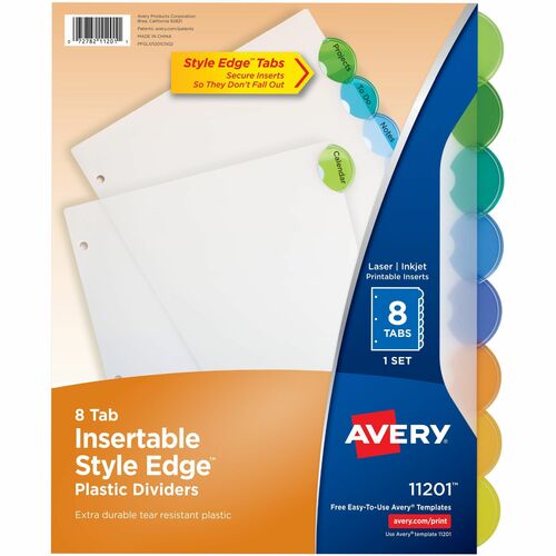 Insertable Dividers, Printable, 8-1/2"x11", 8-Tabs Each, Multi 8/ST
