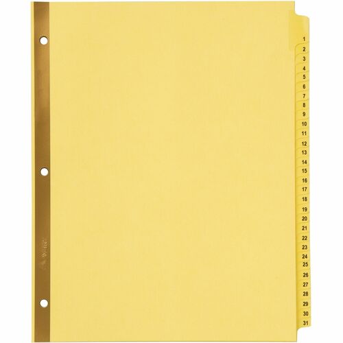Reinforced Tab Dividers, 3-Hole Punch, Numerical, 1-31, 8-1/2" x 11", Buff 31/ST