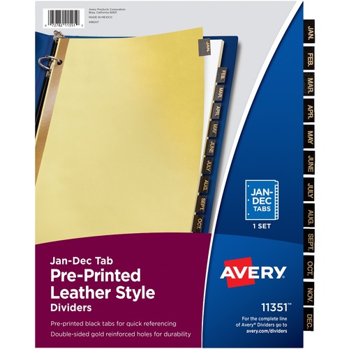 Pre-Printed Dividers, Monthly, 8-1/2" x 11", Black Tabs, Buff 12/ST
