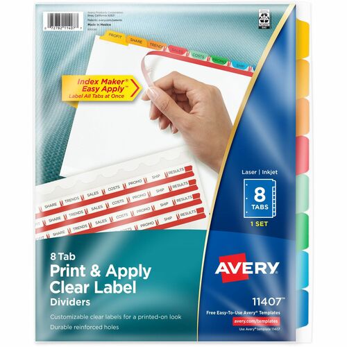 Index Maker, Laser/Inkjet, 8 Tab, 8-1/2"x11", AST 8/ST