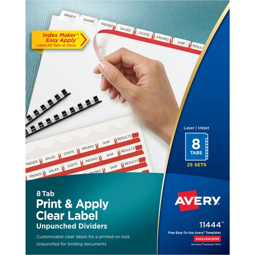 Index Maker, Laser, Unpunched, 8-Tab, 11" x 8-1/2", White 25/BX