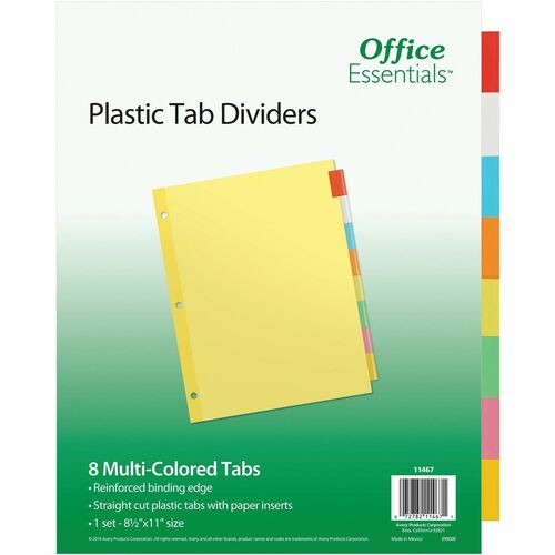 Economy Insertable Dividers, 11" x 8-1/2", 8 Tabs, AST 8/ST