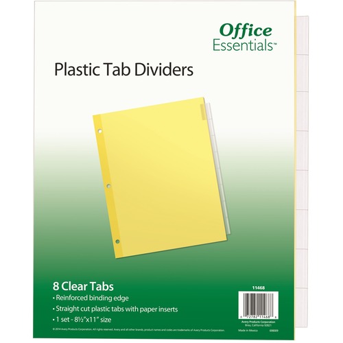 Economy Insertable Dividers, 11" x 8-1/2", 8 Tabs, Clear 8/ST