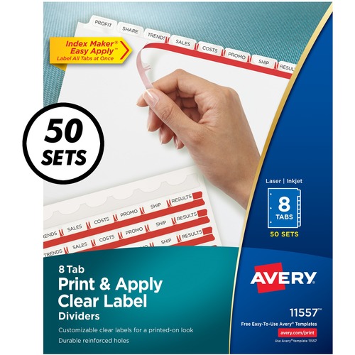 Index Maker, Laser, Punched, 8 Tabs, 8-1/2" x 11", CL 50/BX