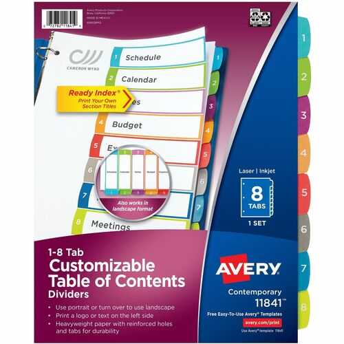 Ready Index Dividers, 8 Tabs, Multi 8/ST