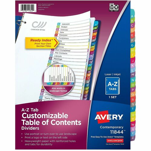 Ready Index Dividers, A-Z Tabs, Multi